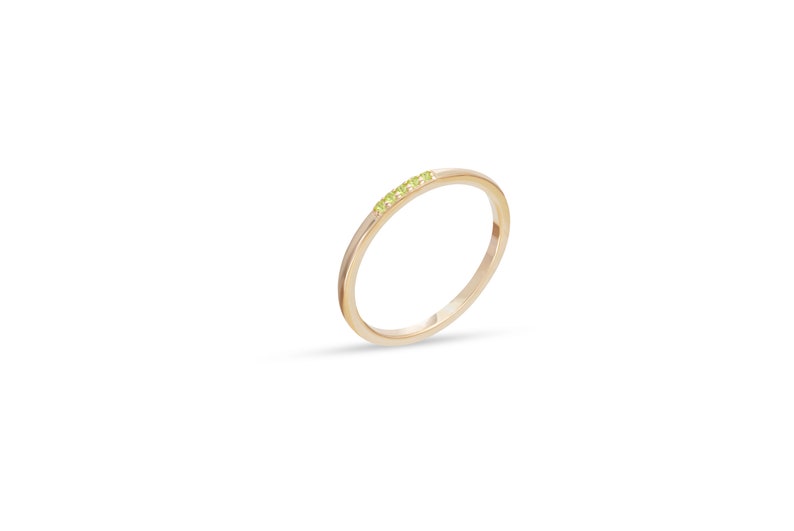 Five Stones Dainty Peridot Band, August Birthstone Gift, Sterling Silver Dainty Wedding Ring, Minimalist Band