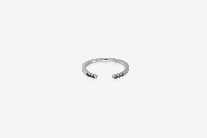 Black Diamond Open Ring, Open Enhancer Band, Matching Stackable Ring