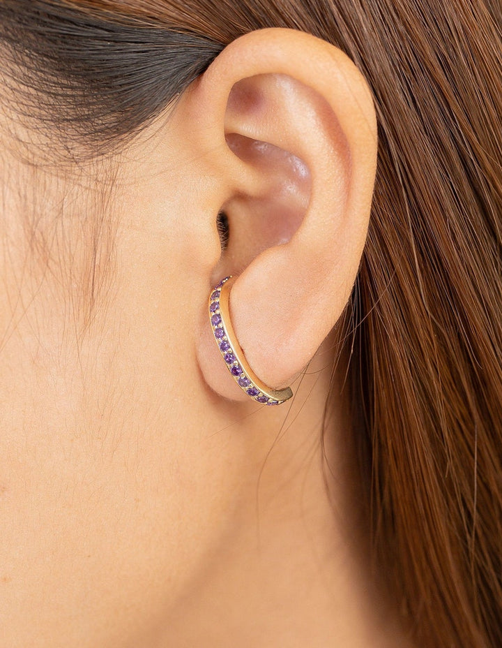 Ear Lobe Amethyst Cuff Earrings, February Birthstones, Suspender Earrings, Dainty stud lobe cuff, Amethyst Ear Cuff Earring