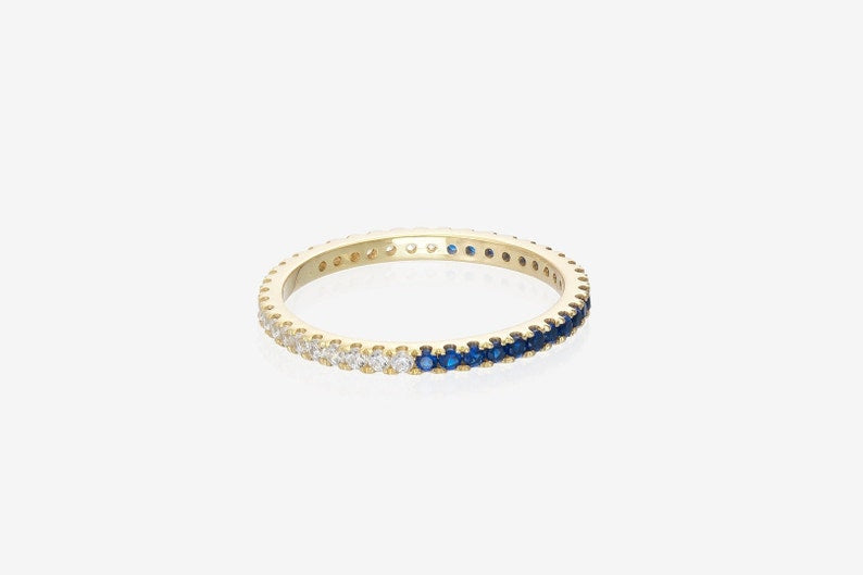 Blue Sapphire Diamond Band, September Birthstones, Sapphire Full Eternity Wedding Band, Diamond Wedding Ring, Anniversary Rings