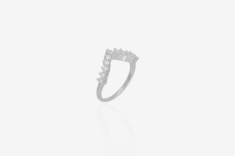 Chevron Diamond Wedding Band, V Shape Diamond Wedding Band, Chevron Stacking Ring, Perfect Matching Band