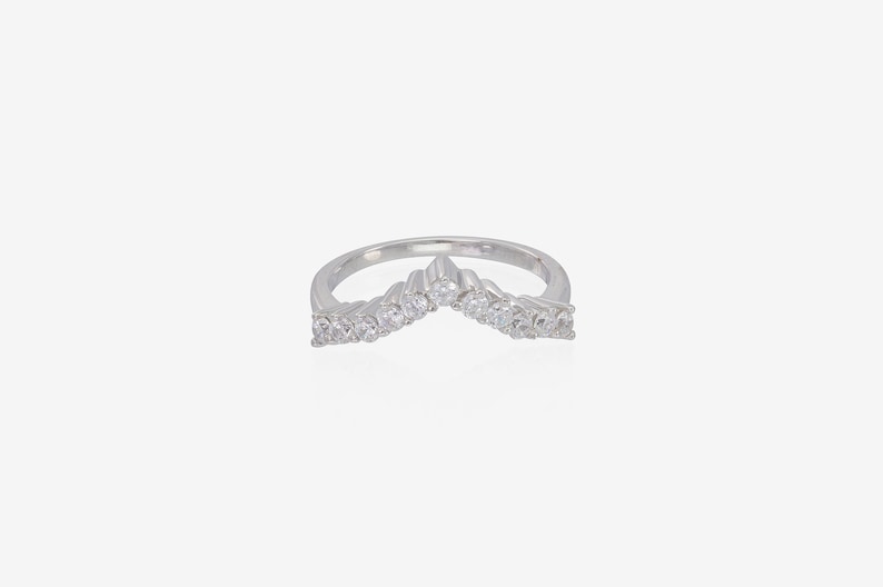 Chevron Diamond Wedding Band, V Shape Diamond Wedding Band, Chevron Stacking Ring, Perfect Matching Band