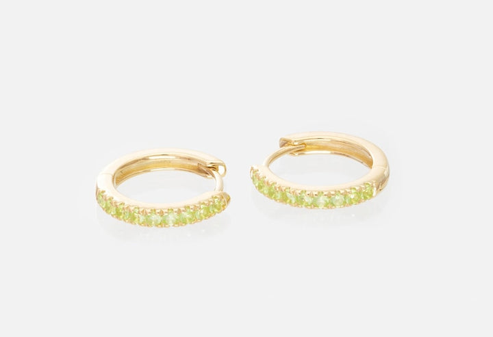 Peridot Hoop Earrings, August Birthstone Gifts, Huggies Hoop Earrings, Minimal Hoop Earrings