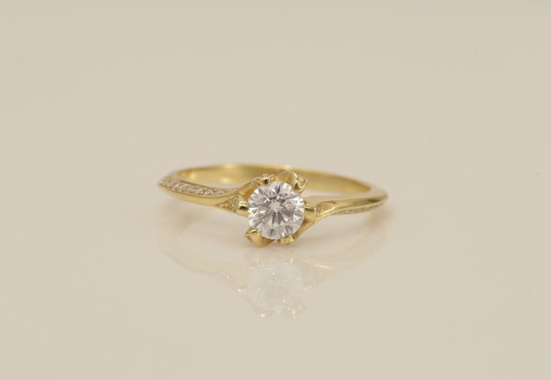 Knife Edge Diamond Engagement Ring, Prong Setting Solitaire Ring, Knife Edge Channel Set Anniversary Ring, Promise Ring