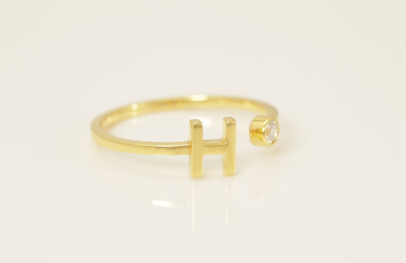 Personalized H Initial Rings, Open Cuff Ring, Dainty Initial Ring, Letter Name Ring, Gold Letter Ring, Stackable Letter Ring