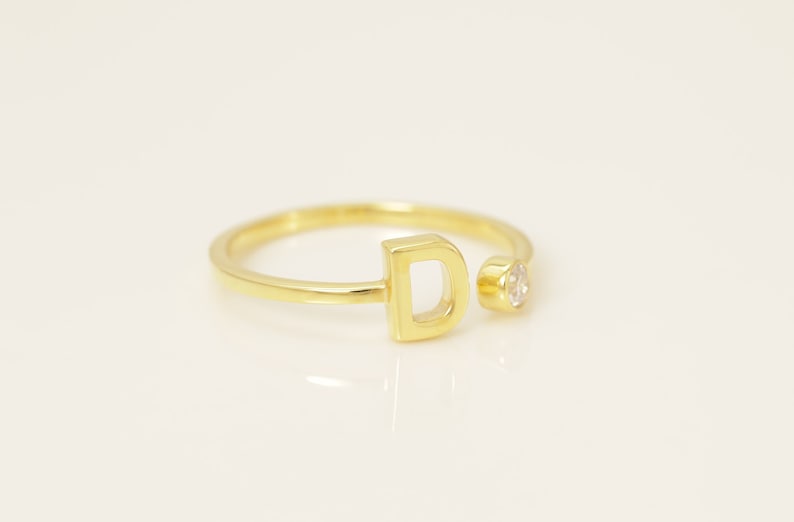 Personalized D Initial Rings, Open Cuff Ring, Dainty Initial Ring, Letter Name Ring, Gold Letter Ring, Stackable Letter Ring