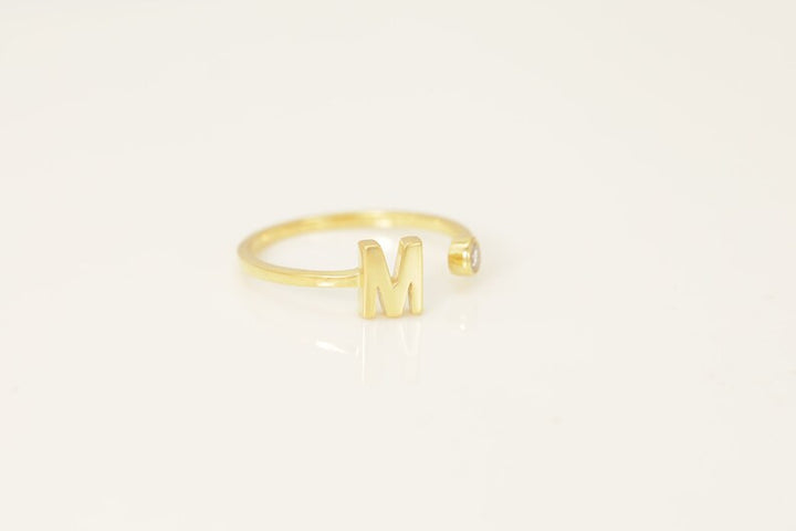 Personalized M Initial Rings, Open Cuff Ring, Dainty Initial Ring, Letter Name Ring, Gold Letter Ring, Stackable Letter Ring