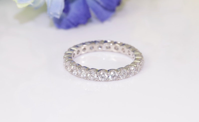 2.5mm Fishtail Diamond Eternity Ring, Fishtail Diamond Wedding Band, Full Eternity Diamond Stackable Ring Gift for Women