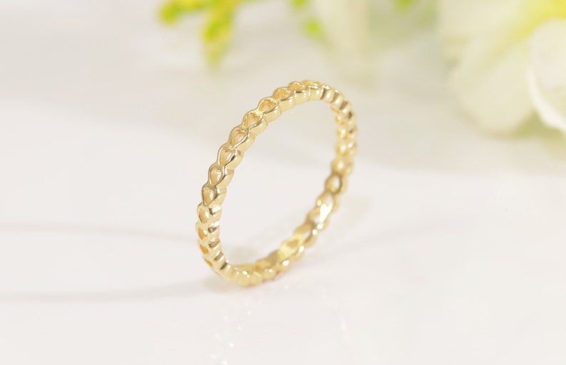 Minimalist Heart Ring, 14K Solid Gold Infinity Heart Ring, Stacking Ring, Promise Ring for Her, Promise Ring