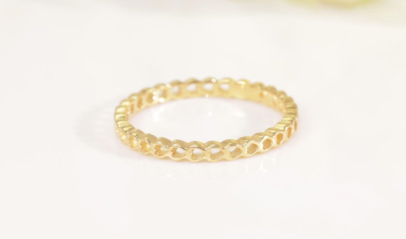 Minimalist Heart Ring, 14K Solid Gold Infinity Heart Ring, Stacking Ring, Promise Ring for Her, Promise Ring