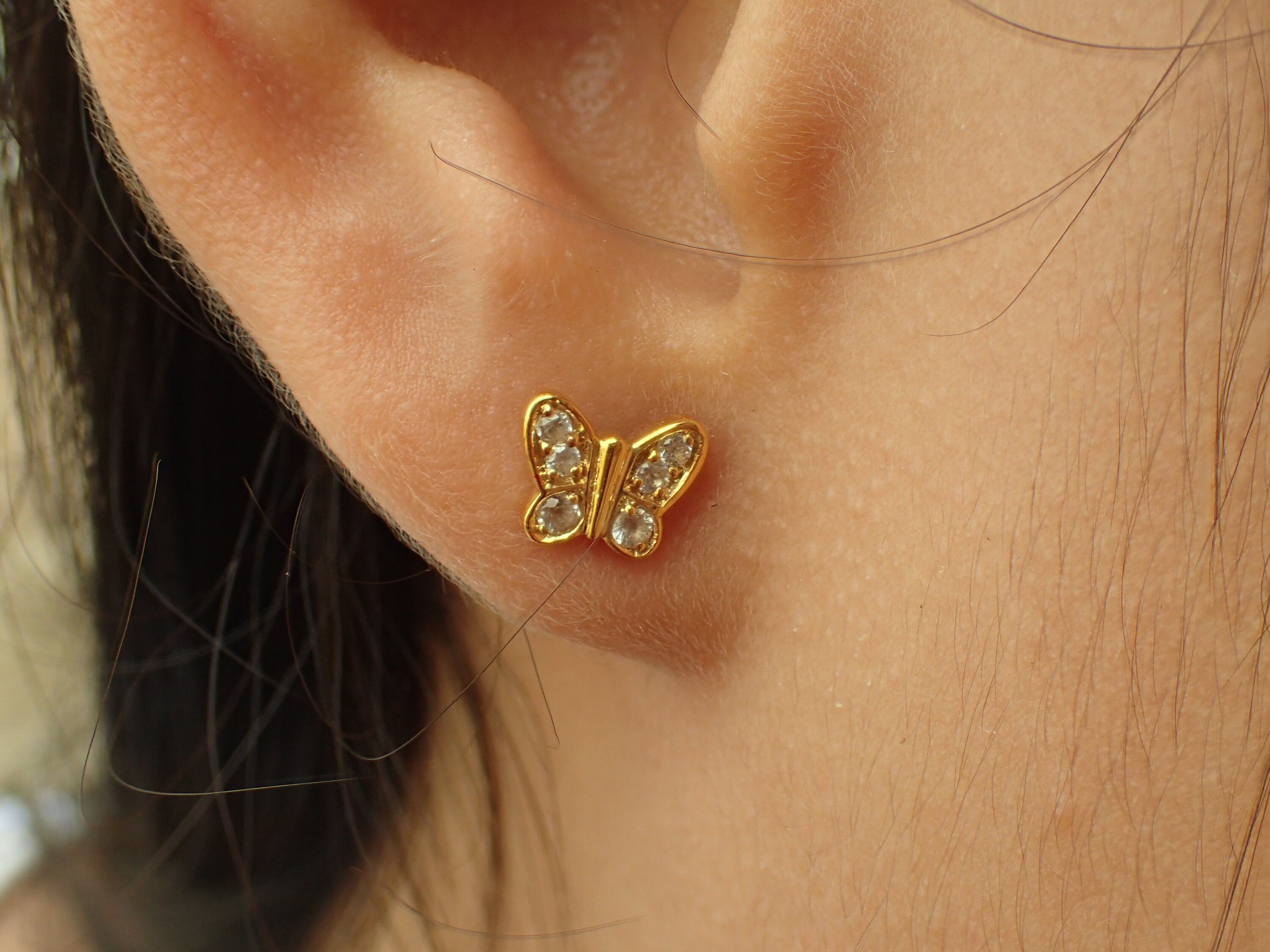 Butterfly Stud Earrings, Stackable Butterfly Earrings, Delicate Butterfly Earrings Gift for Women, Best Friend Gift