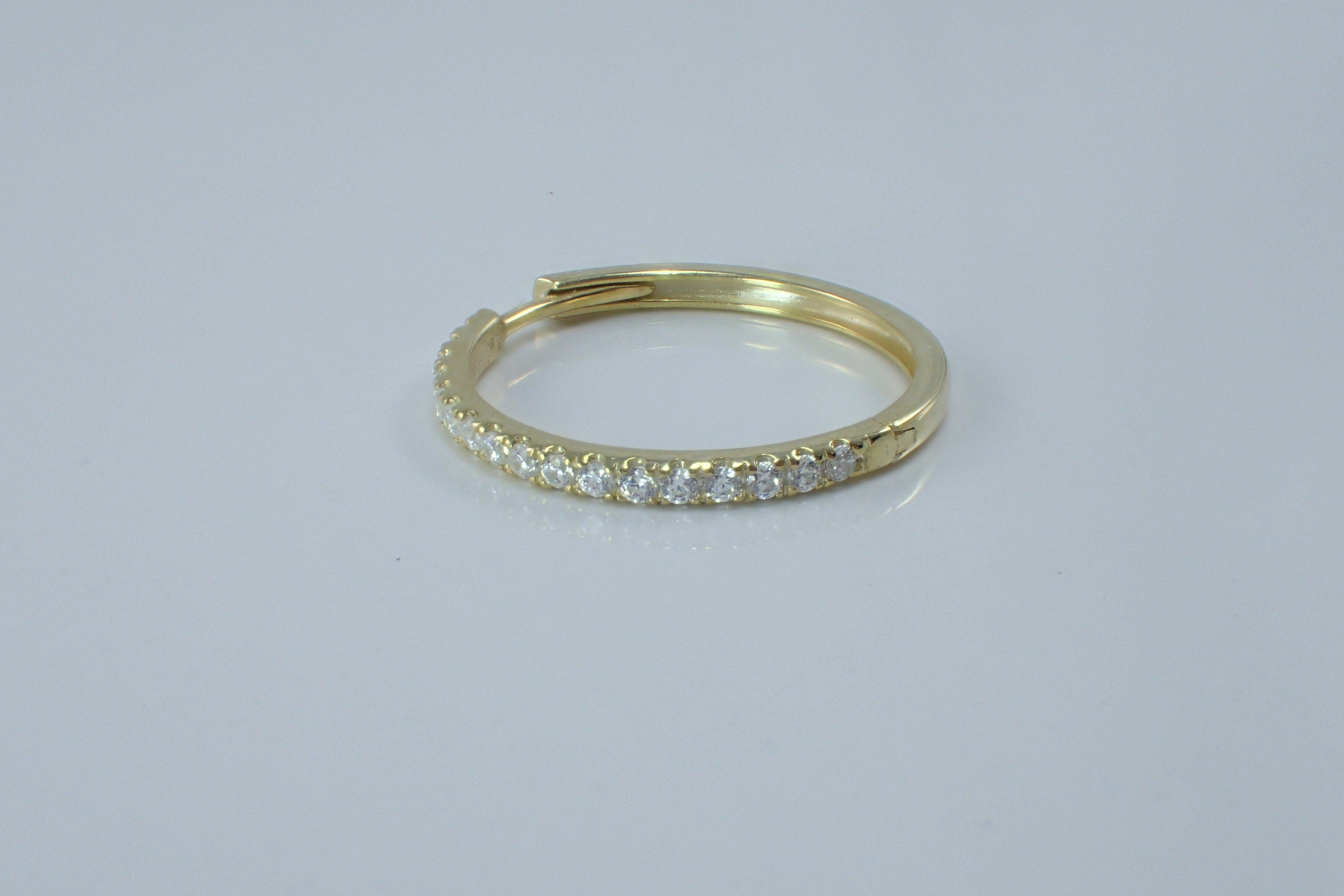 Diamond Hoop Earrings, Minimalist Diamond Earrings, 18mm Gold Earring Gift for Mom or Sweetheart