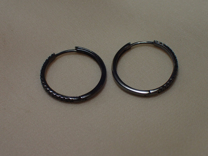 Simulated Black Diamonds Hoop Earrings / Huggies Earrings / Minimalist Eternity CZ Earring / Huggie Hoops Earrings