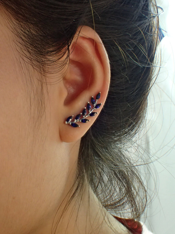 Blue Sapphire Earring Climber / Marquise Ear Crawlers Earrings / Ear Climber Earrings / Bridesmaid Gift