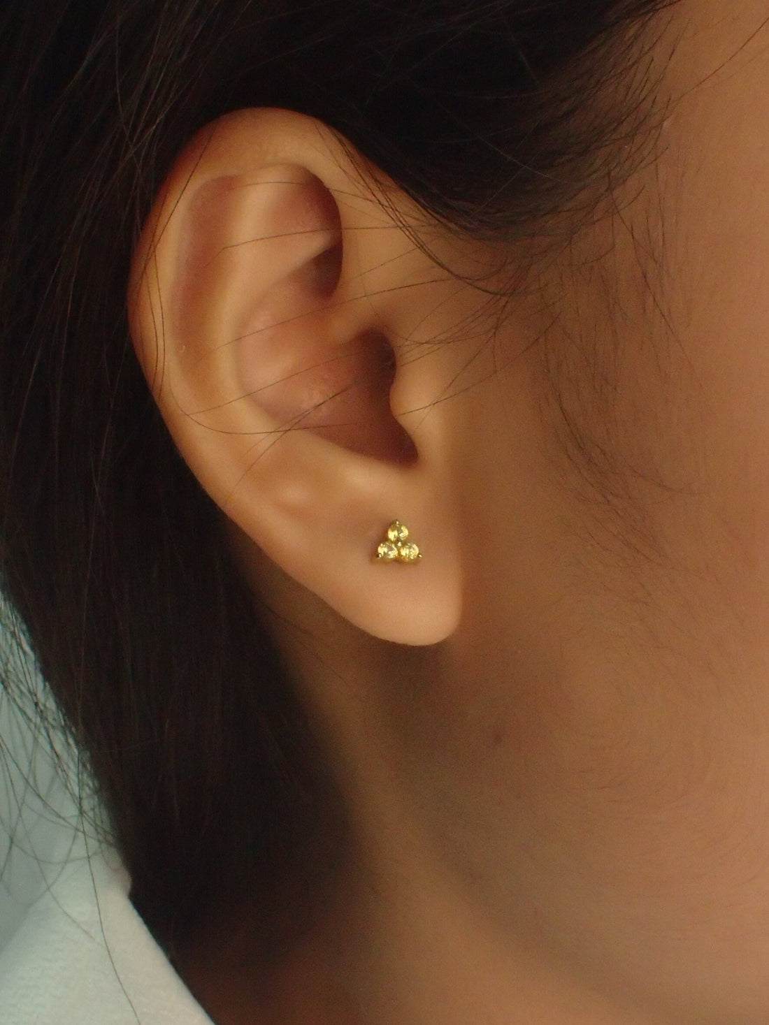Yellow Sapphire Earrings / Trio Sapphire Studs / Bridesmaid Gifts / Three Stone Earrings / Minimalist Earrings / In Stock
