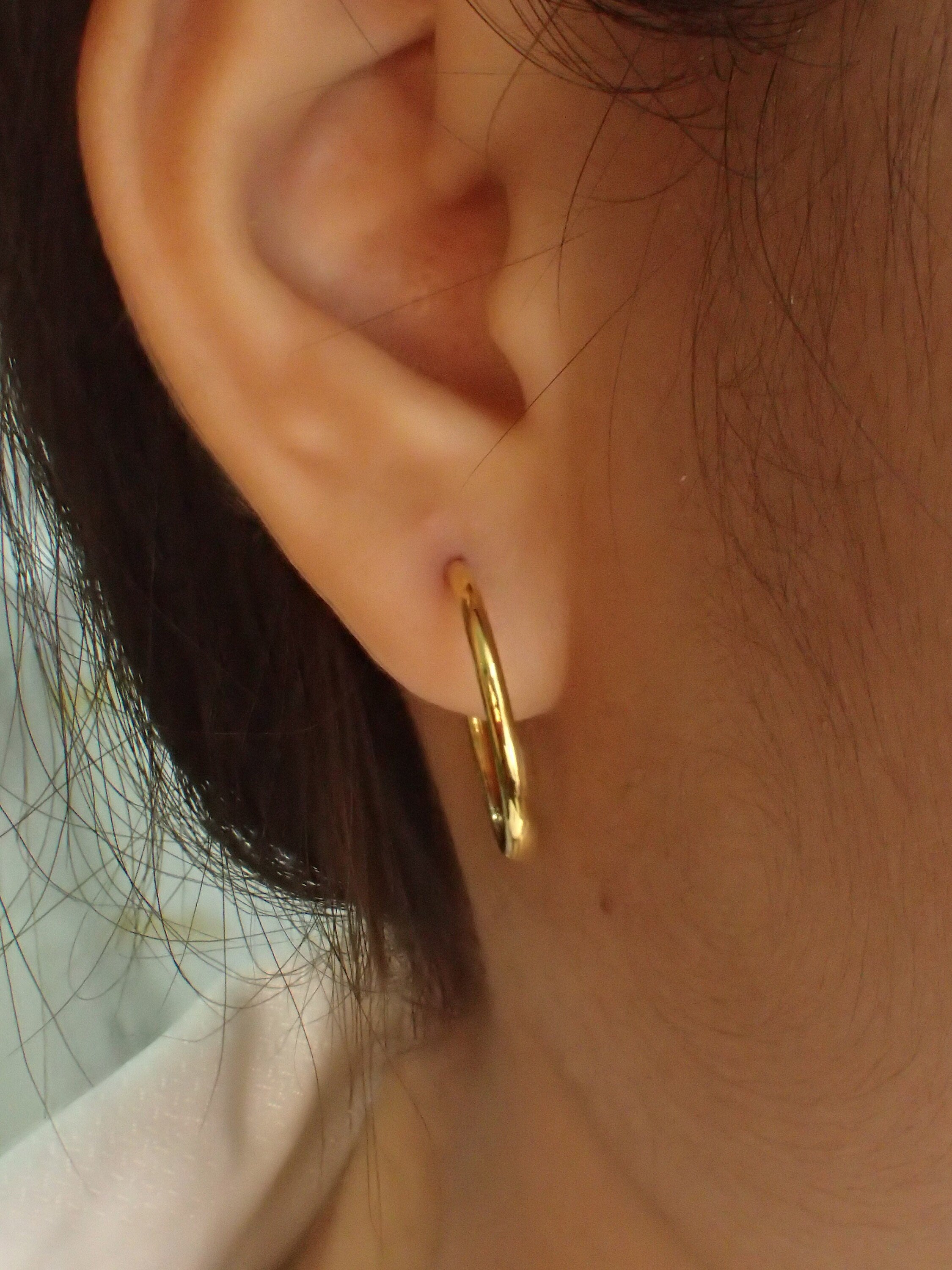 12mm Thin Endless Hoop Earrings / Minimalist Hoop Earrings / Huggie Hoops / Bridesmaid Gift