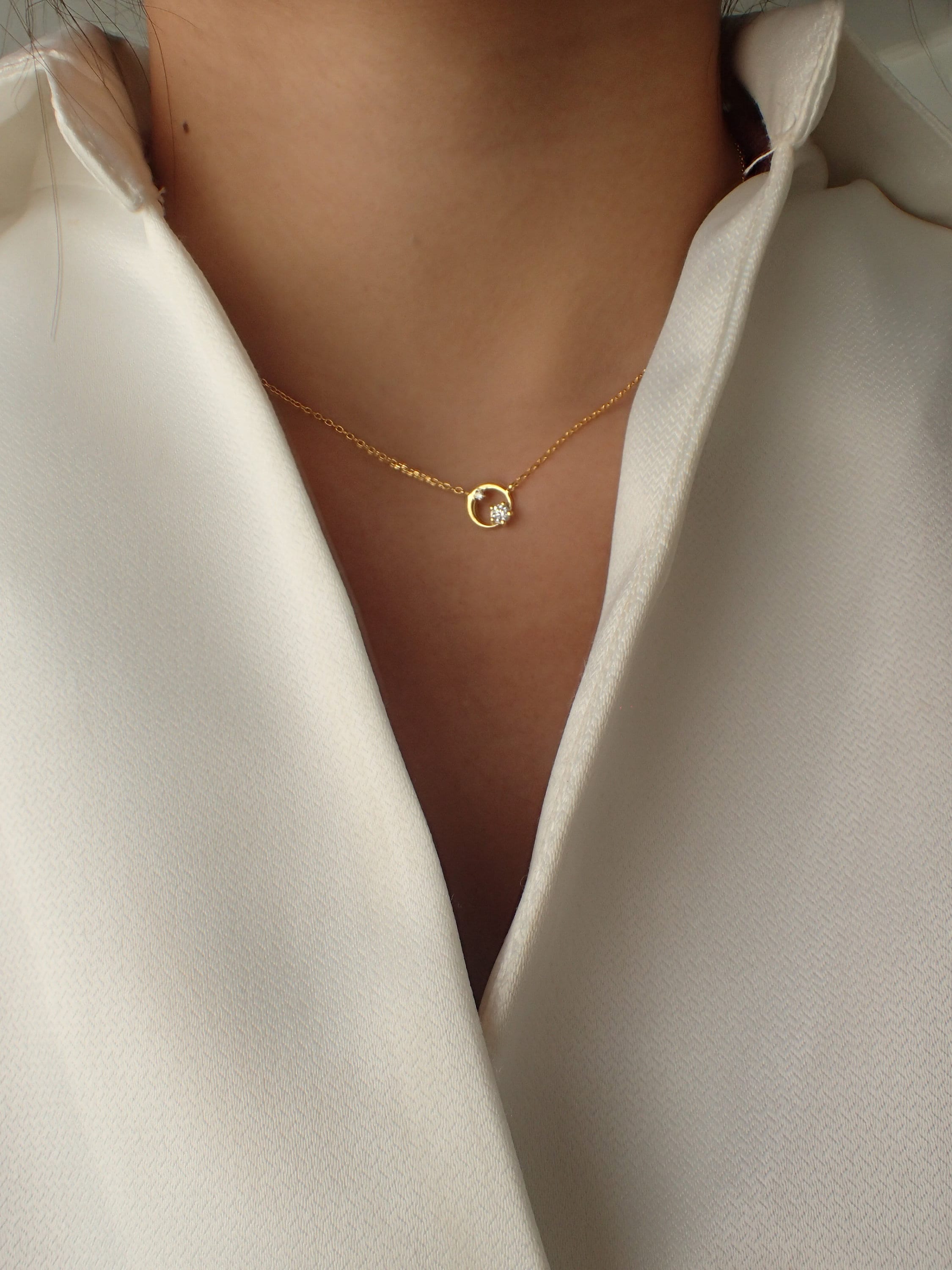 Karma Necklace / Diamond Circle Necklace / Cluster Necklace / Minimalist Necklace / Layering Necklace / Valentine's Day Gift