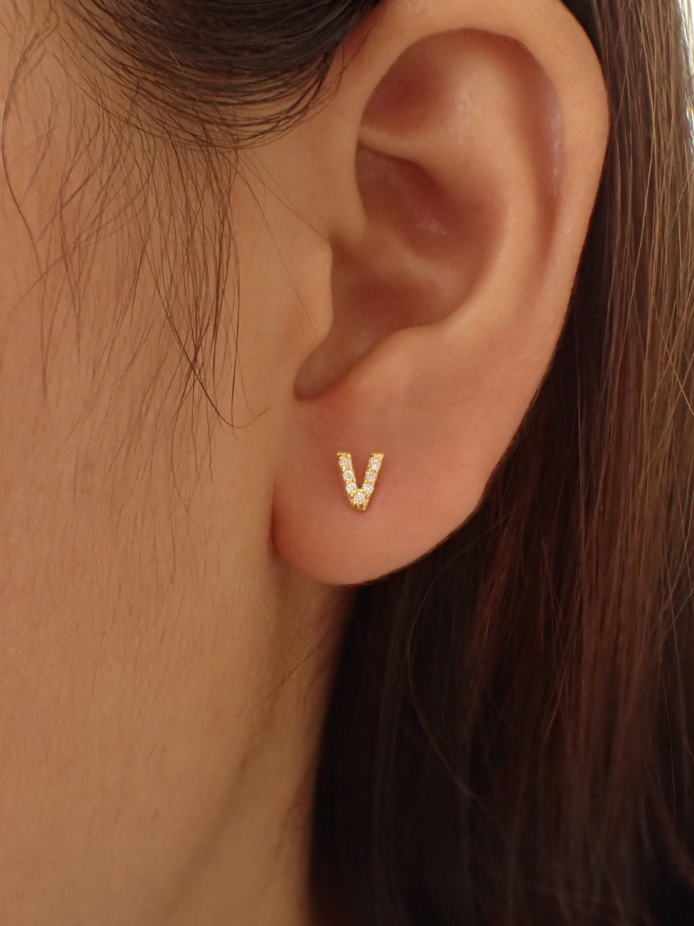 Custom Initials Earrings / Personalized Stud Earrings / Sterling Silver Letter Earrings / Bridesmaids Gifts / Dainty Name Earrings