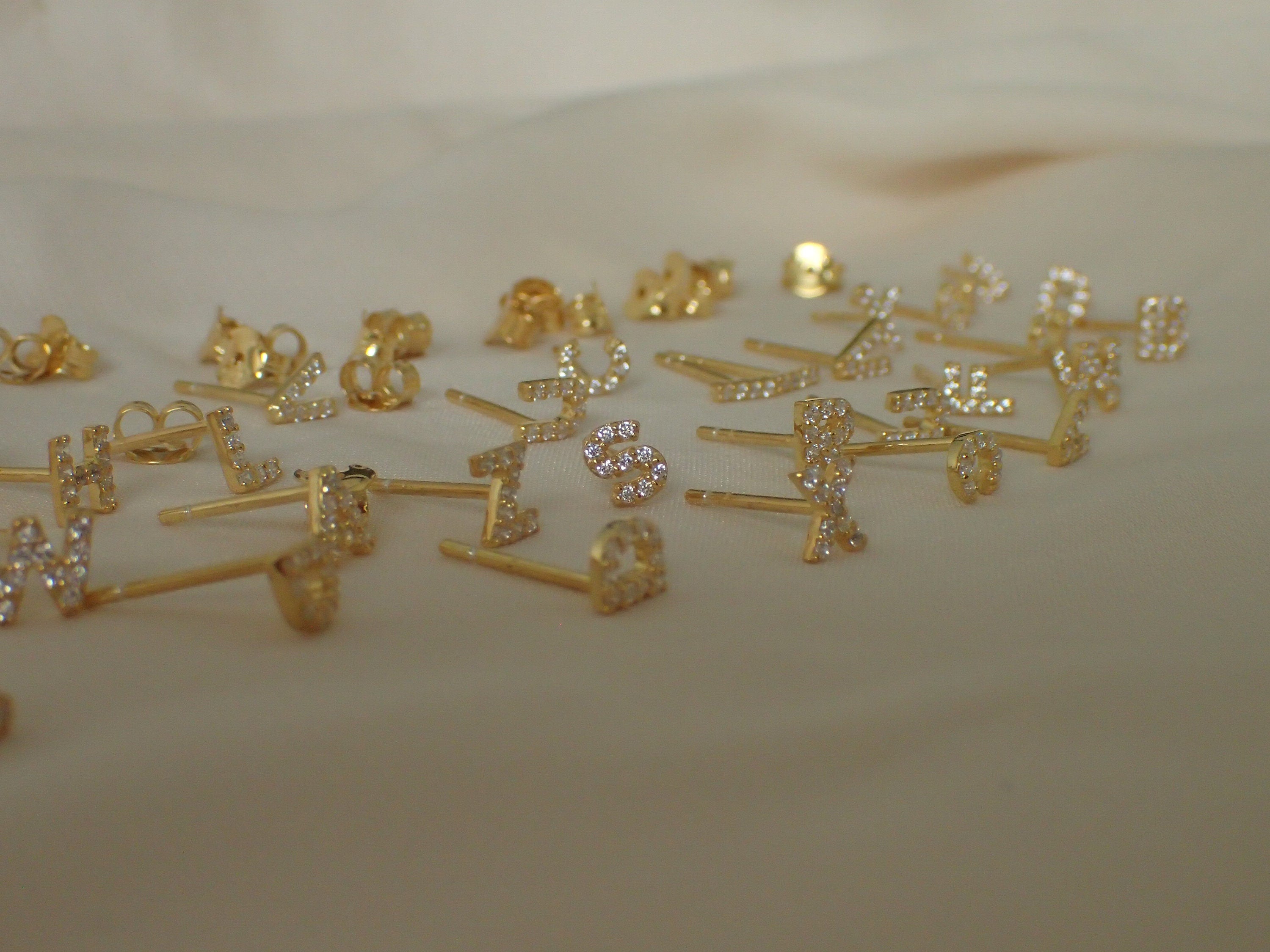 Custom Initials Earrings / Personalized Stud Earrings / Sterling Silver Letter Earrings / Bridesmaids Gifts / Dainty Name Earrings