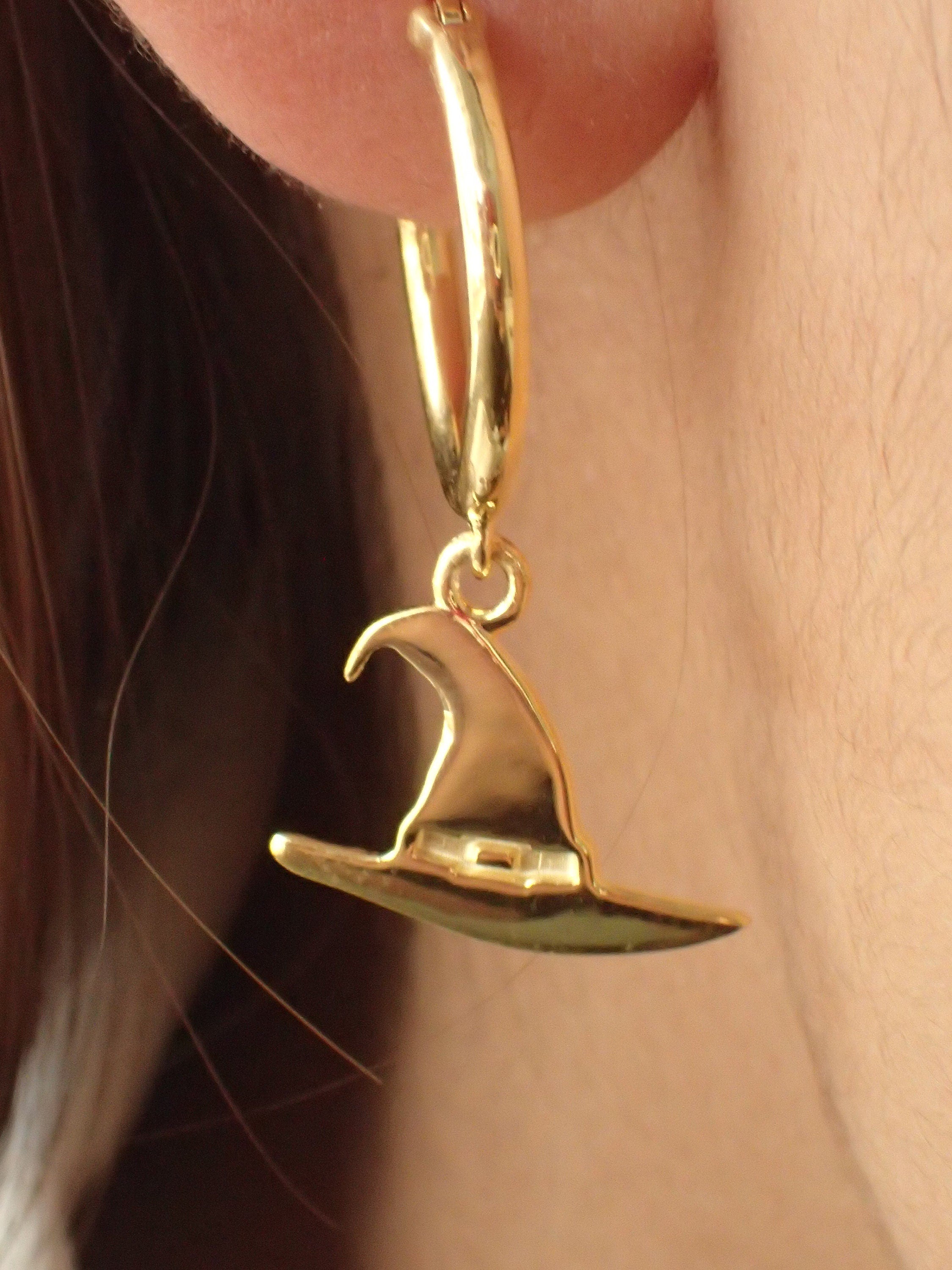 Witch Hat Hoop Earrings / Halloween Gifts / Witches Hat Halloween Earrings / Gift for Her / Witch Club / Valentinus's Day Gift