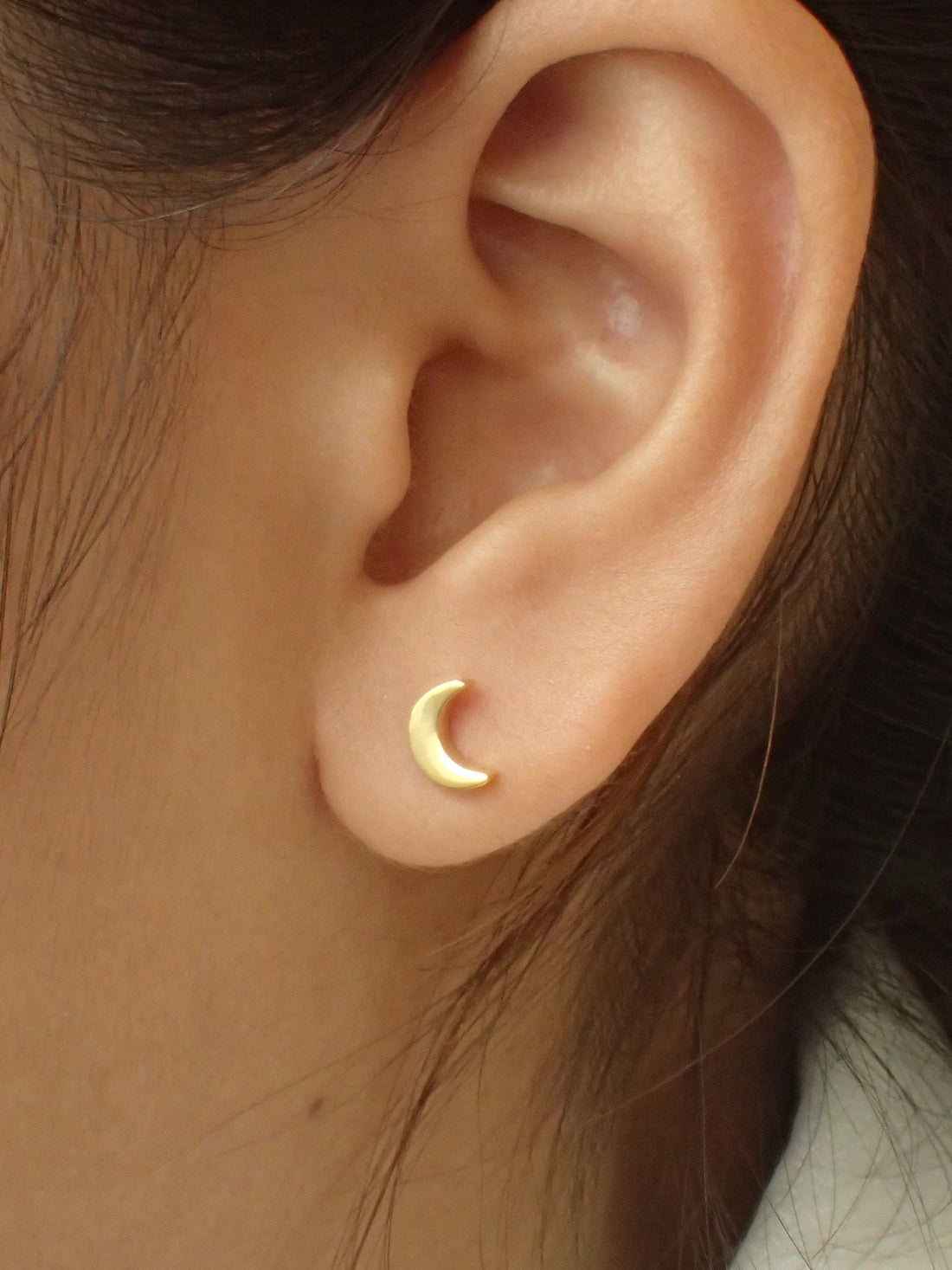 Tiny Moon Stud Earrings, Sterling Silver Half Moon Earrings, Dainty Celestial Jewelry, Minimalist Bridesmaid Gift for Her