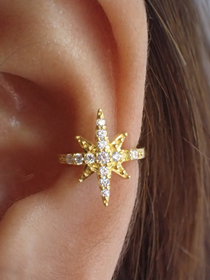 Star Burst Earrings / Sterling Silver North Star Earrings / North Star Stud Earrings / Diamonds Celestial Star Earrings