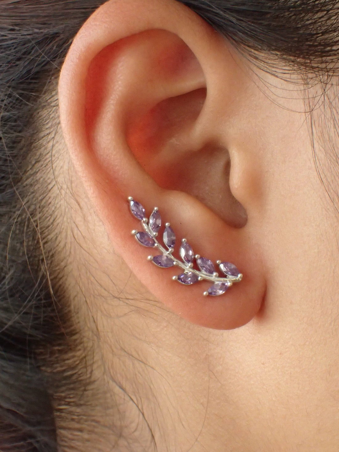 Amethyst Earring Climber / Ear Crawlers Earrings / Marquise Ear Climber Earrings / Bridesmaid Gift / February Birthstones / In Stock