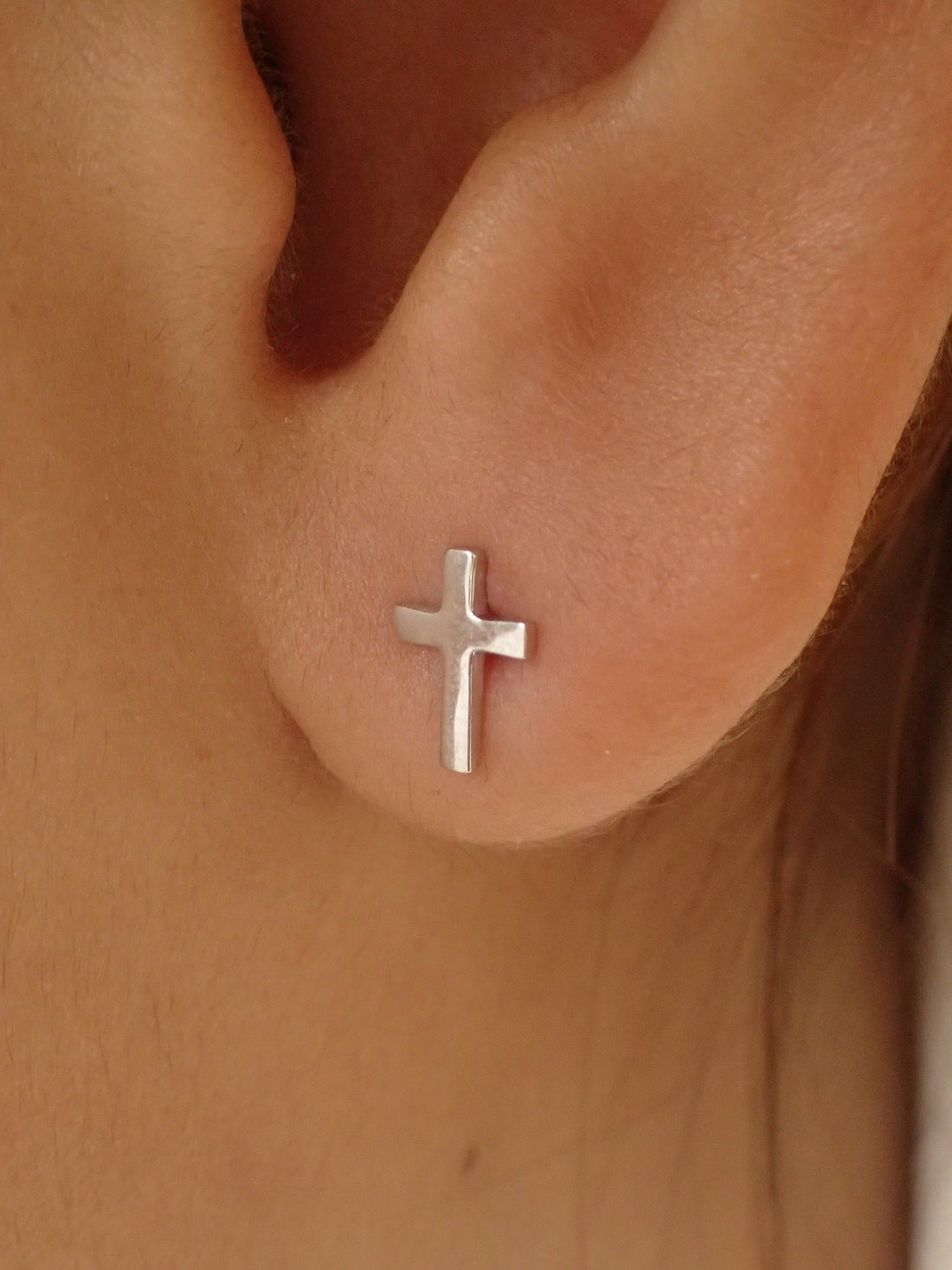 Cross Stud Earrings / Tiny Cross Earrings in Sterling Silver / Religious Earrings Gift / Minimalist Earrings / Last Minute Gifts