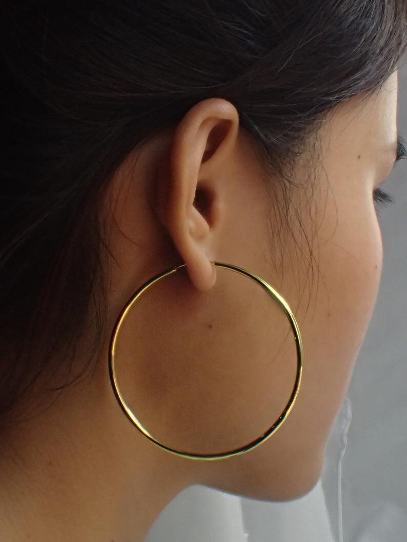 55mm Minimalist Hoop Earrings / Large Hoop Earrings for Women / Oversized Thin Hoops / Bridesmaid Gift