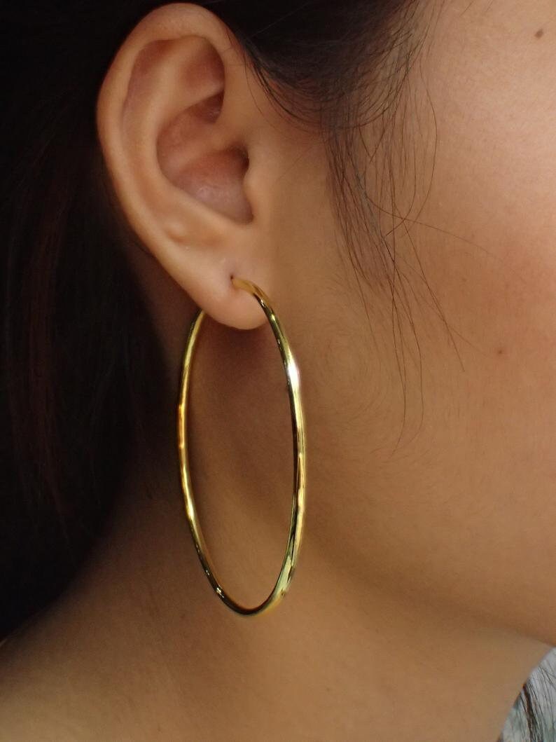 55mm Minimalist Hoop Earrings / Large Hoop Earrings for Women / Oversized Thin Hoops / Bridesmaid Gift