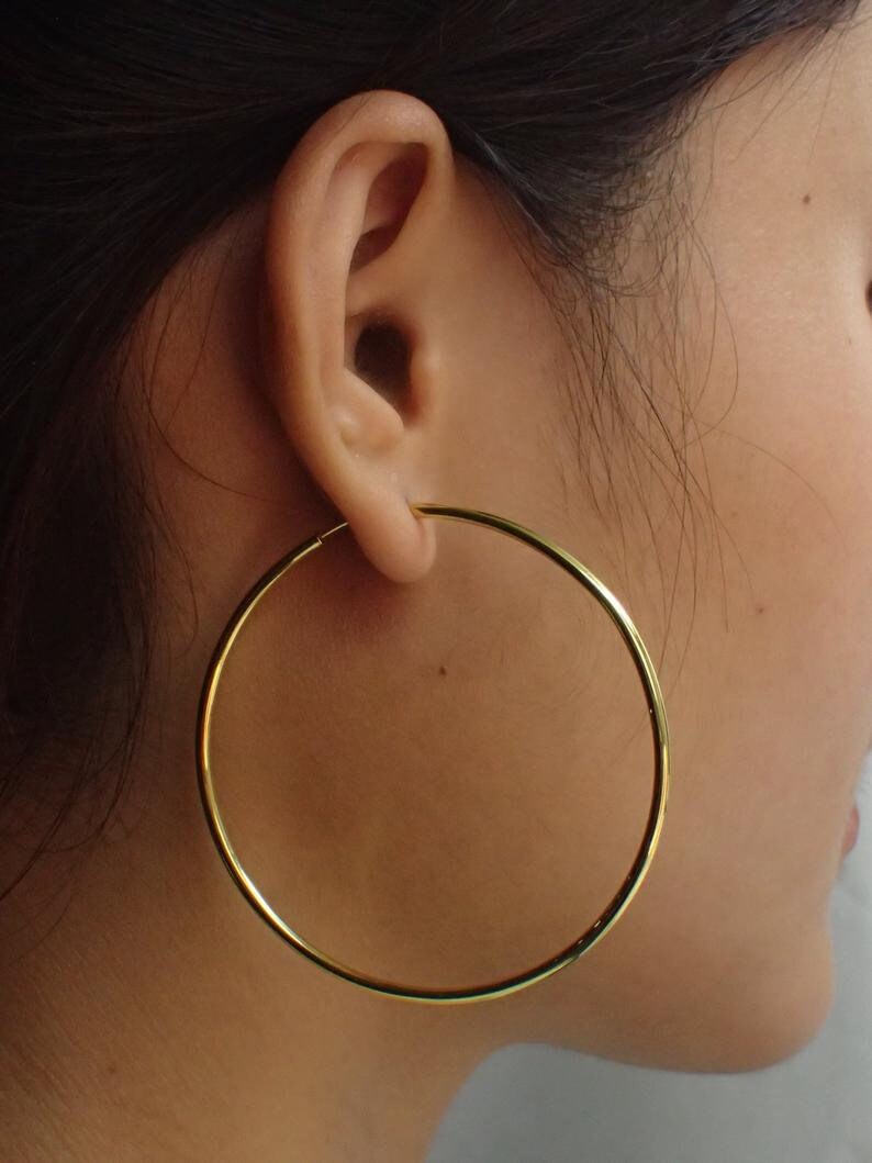 55mm Minimalist Hoop Earrings / Large Hoop Earrings for Women / Oversized Thin Hoops / Bridesmaid Gift