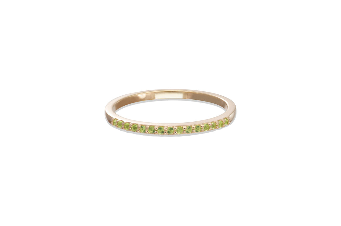 Micro Pave Peridot Wedding Band, Sterling Silver Dainty Stackable Band, August Birthstones, Stacking Ring