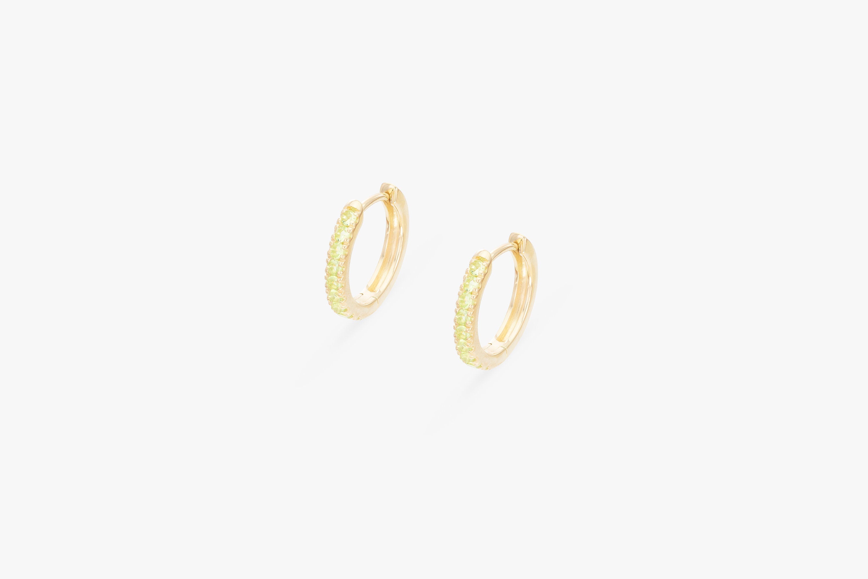 Peridot Hoop Earrings, August Birthstone Gifts, Huggies Hoop Earrings, Minimal Hoop Earrings