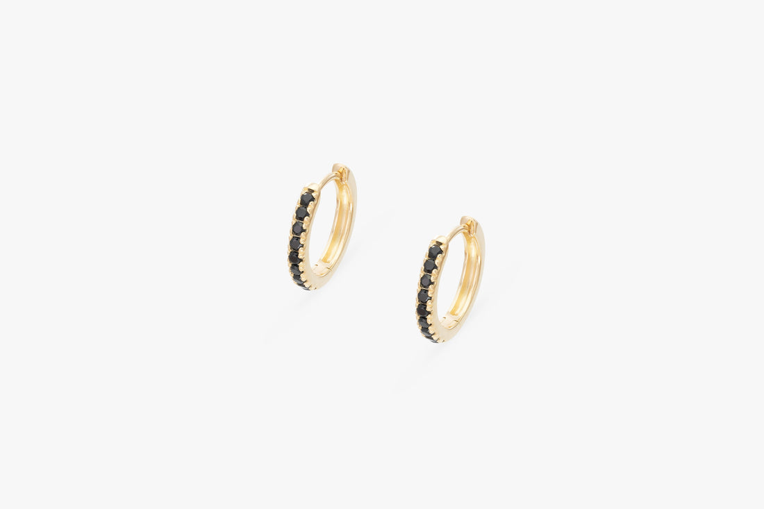Black Diamonds Hoop Earrings, Huggies Hoop Earrings, Minimal Hoop Earrings, Minimalist Earrings, In Stock