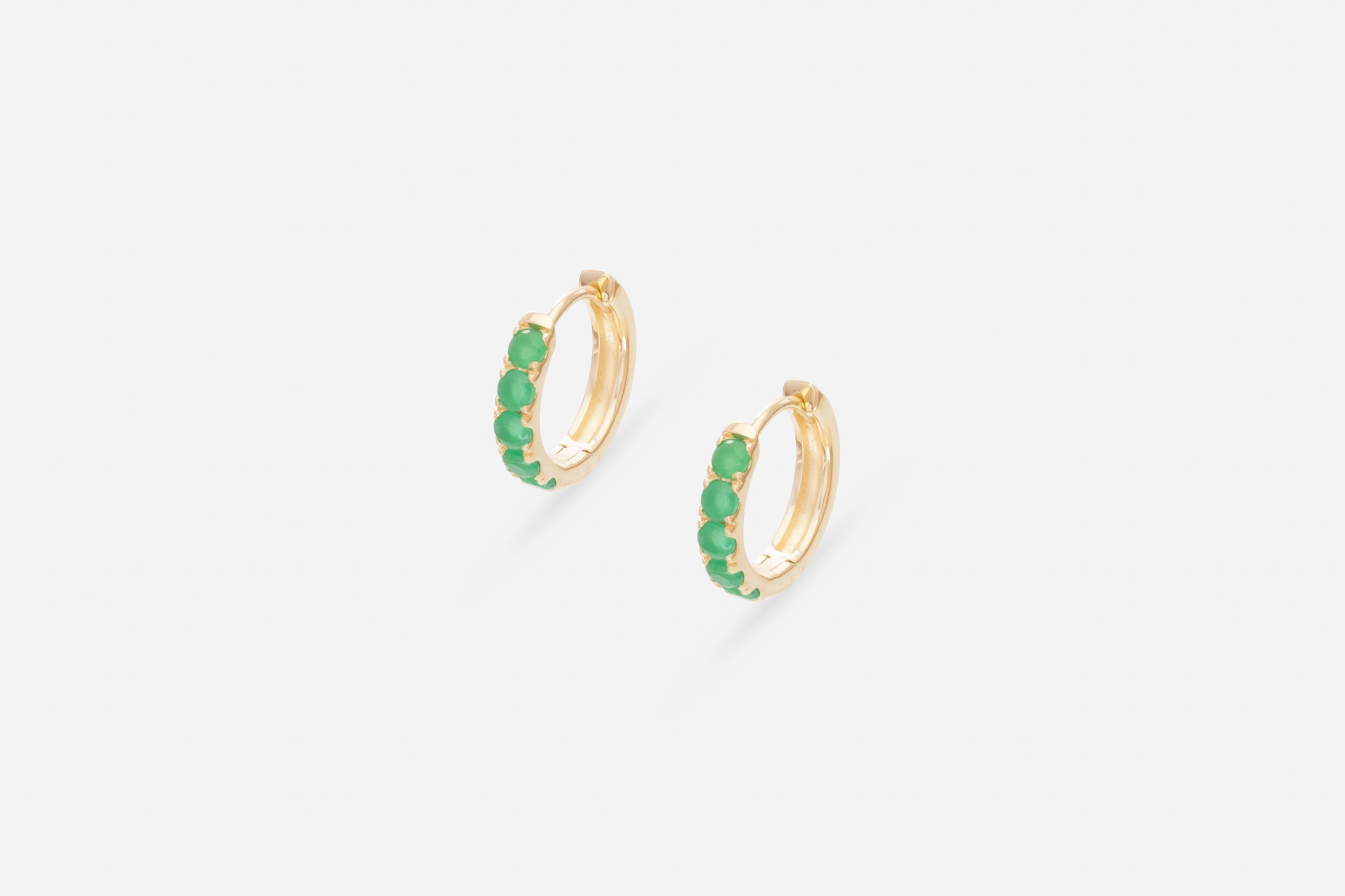 Five Stones Emerald Hoop Earring, May Birthstone Gifts, Huggie Hoops, Minimal Hoop Earring