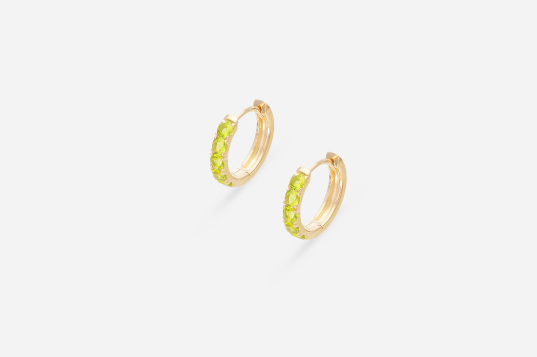 Five Stones Peridot Hoop Earring, August Birthstone Gifts, Huggie Hoops, Minimal Hoop Earring