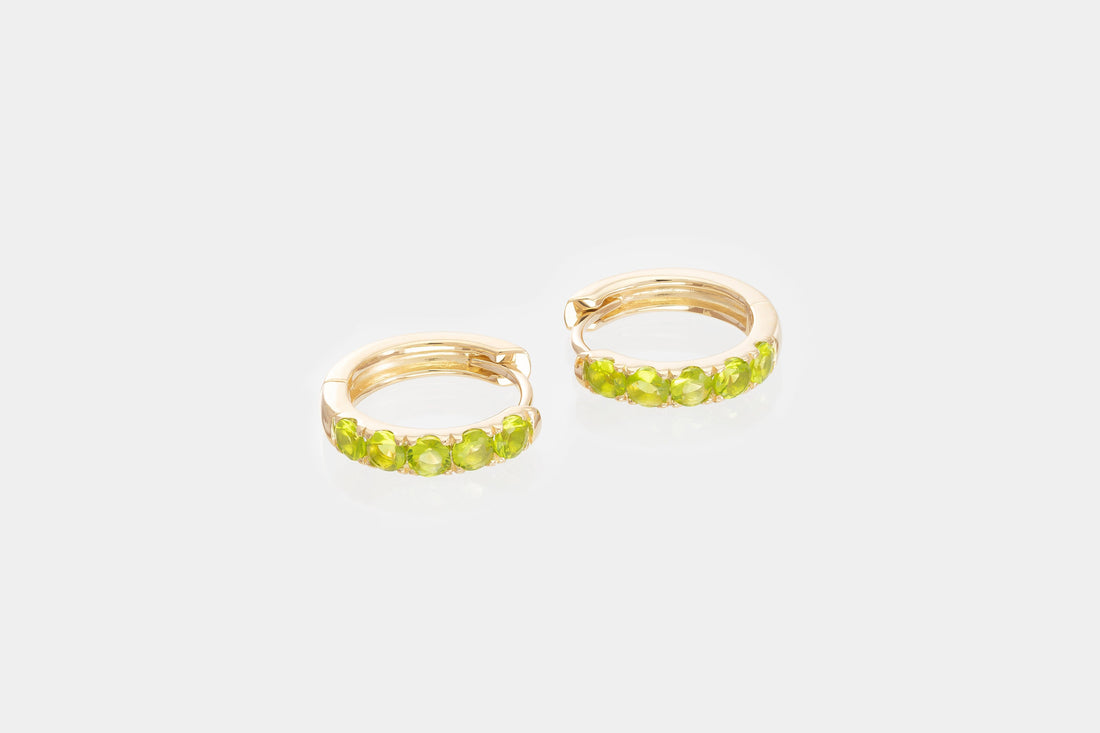 Five Stones Peridot Hoop Earring, August Birthstone Gifts, Huggie Hoops, Minimal Hoop Earring