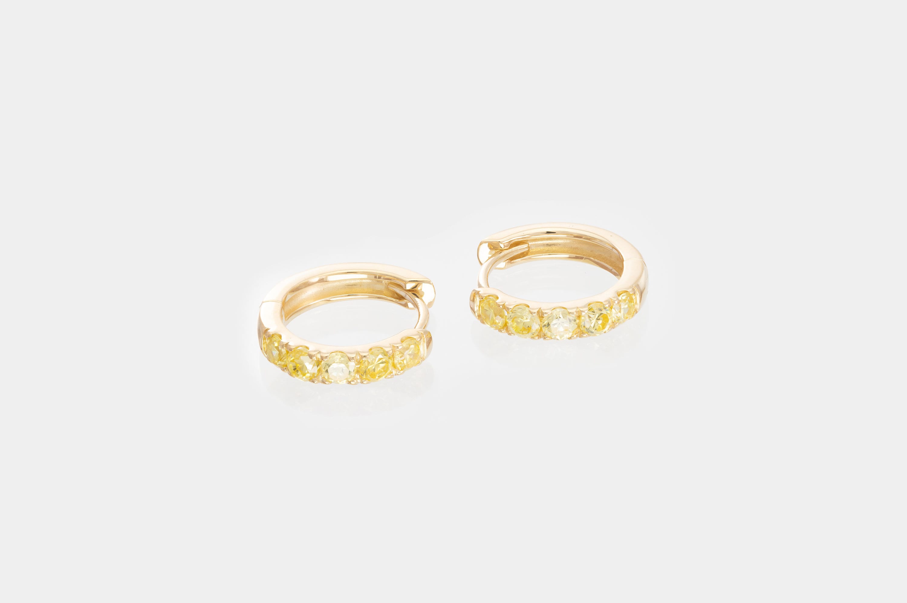 Five Stones Yellow Sapphire Hoop Earring, September Birthstone Gifts, Huggie Hoops, Minimal Hoop Earring