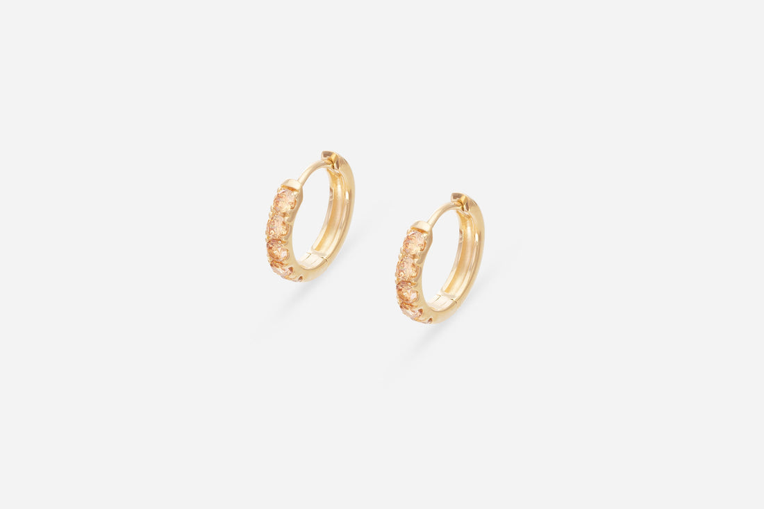 Five Stones Citrine Hoop Earring, November Birthstone Gifts, Huggie Hoops, Minimal Hoop Earring, Best Valentines Day Gifts for Her