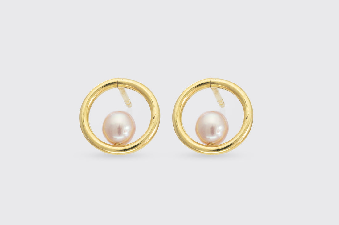 Unique Mother's Day Gift for Her, Pearl Circle Stud Earrings, Unique Mom Gift, Gift for New Mom, Gift for Stepmom, Gift for Mother-in-law