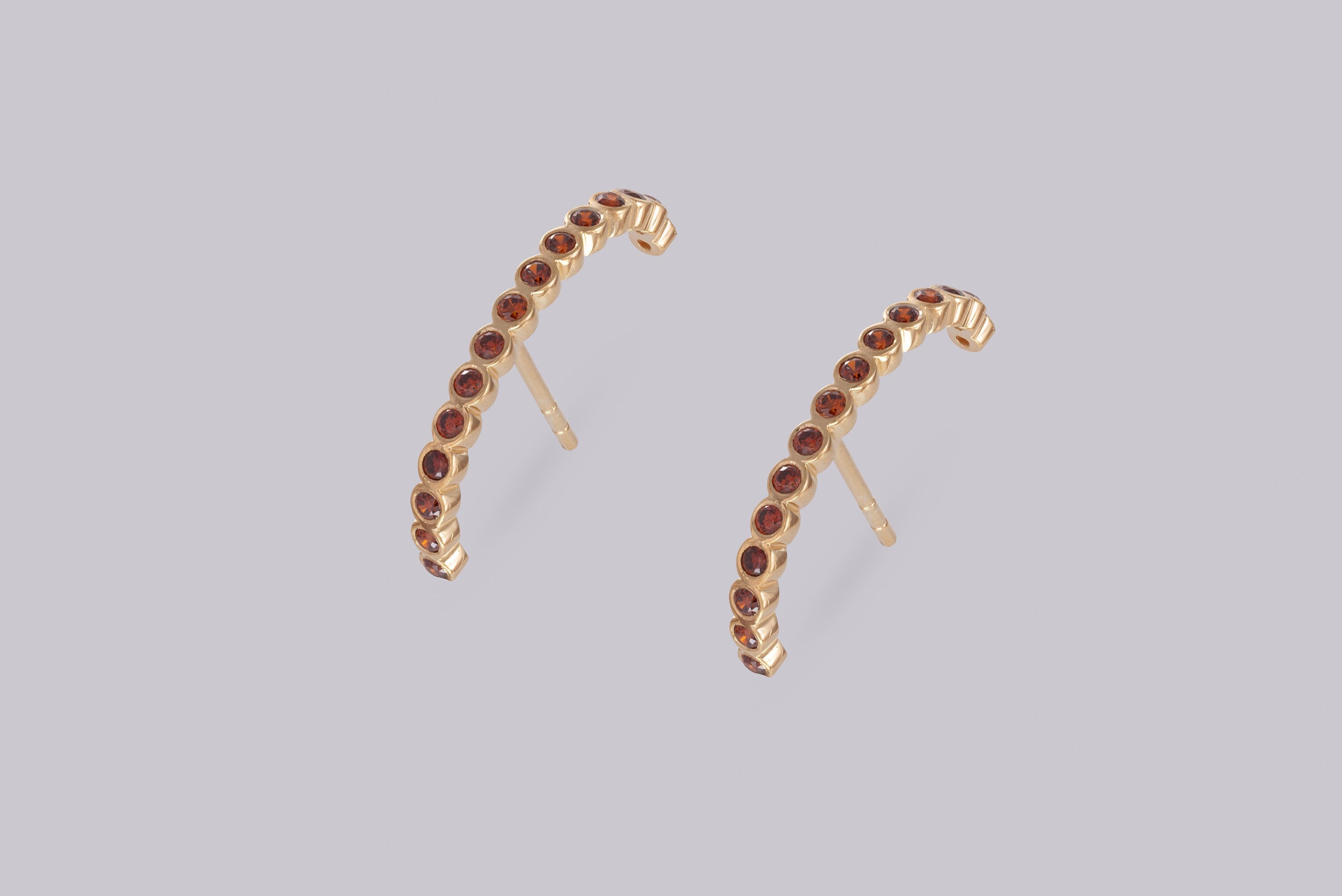 Ear Lobe Garnet Cuff Earrings, Suspender Earrings, Dainty Stud Lobe Cuff, January Birthstones