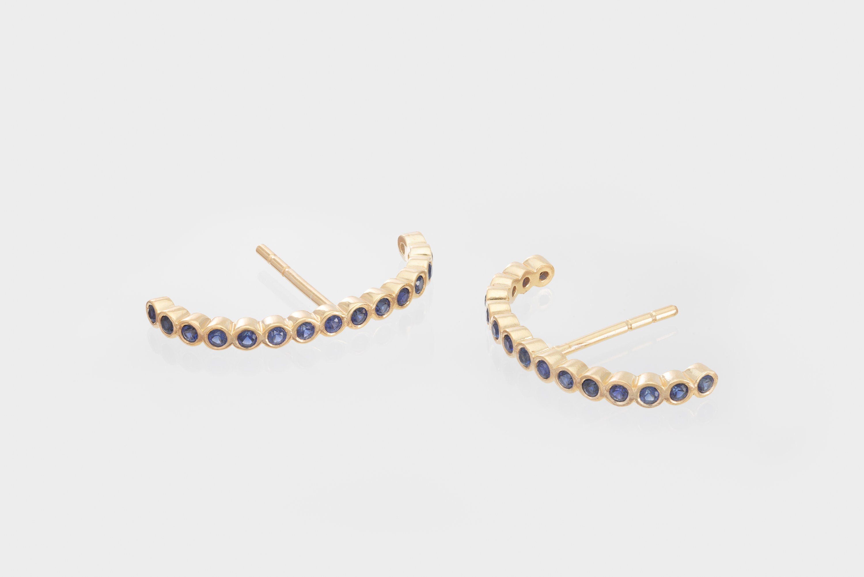 Ear Lobe Blue Sapphire Cuff Earrings, Suspender Earrings, Dainty Stud Lobe Cuff, September Birthstones Gift, Last Minute Gifts