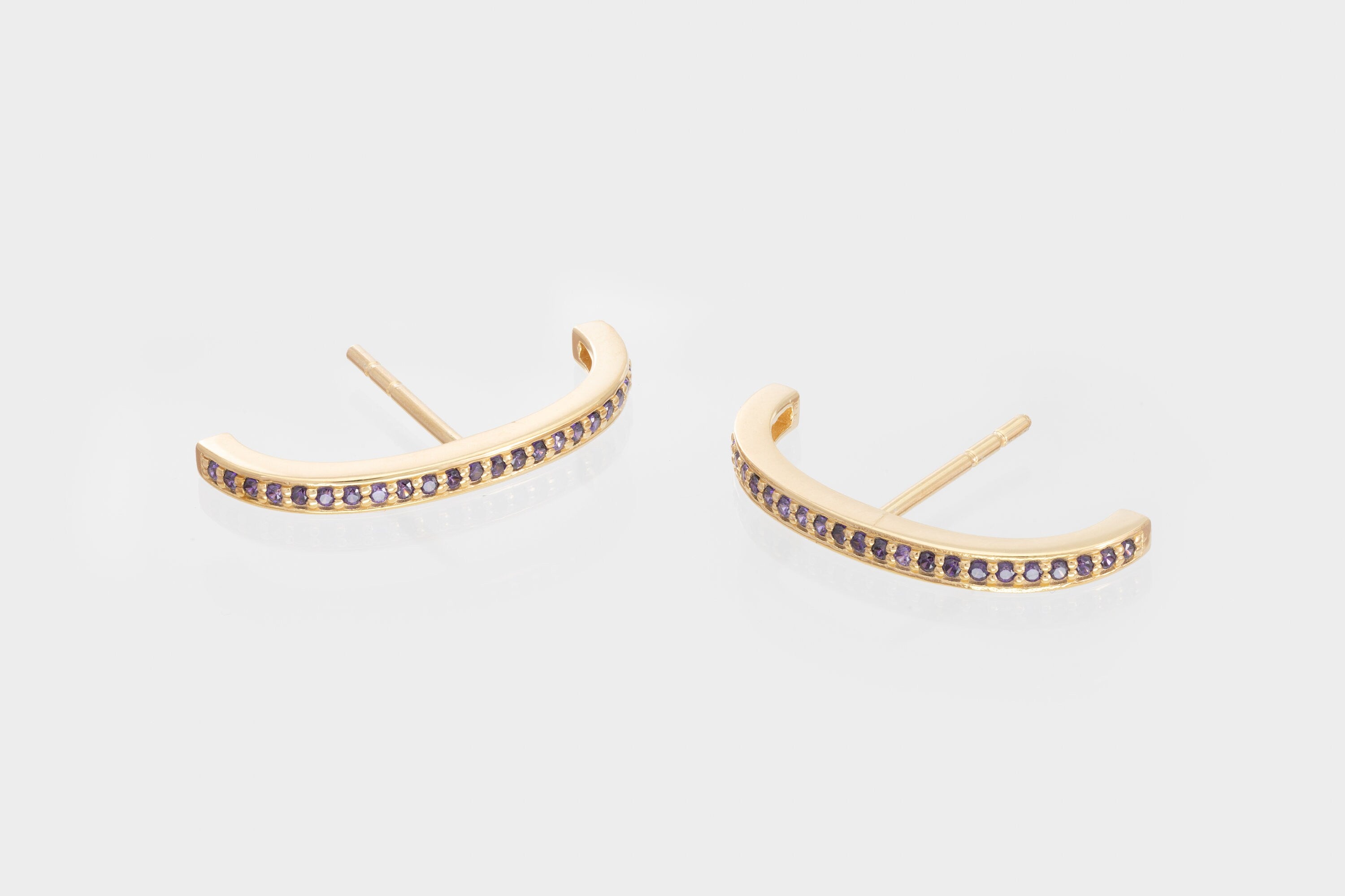 Amethyst Earrings, Cuff Earrings, February Birthstone Earrings, Suspender Earrings, Minimalist Earrings Gift for Her