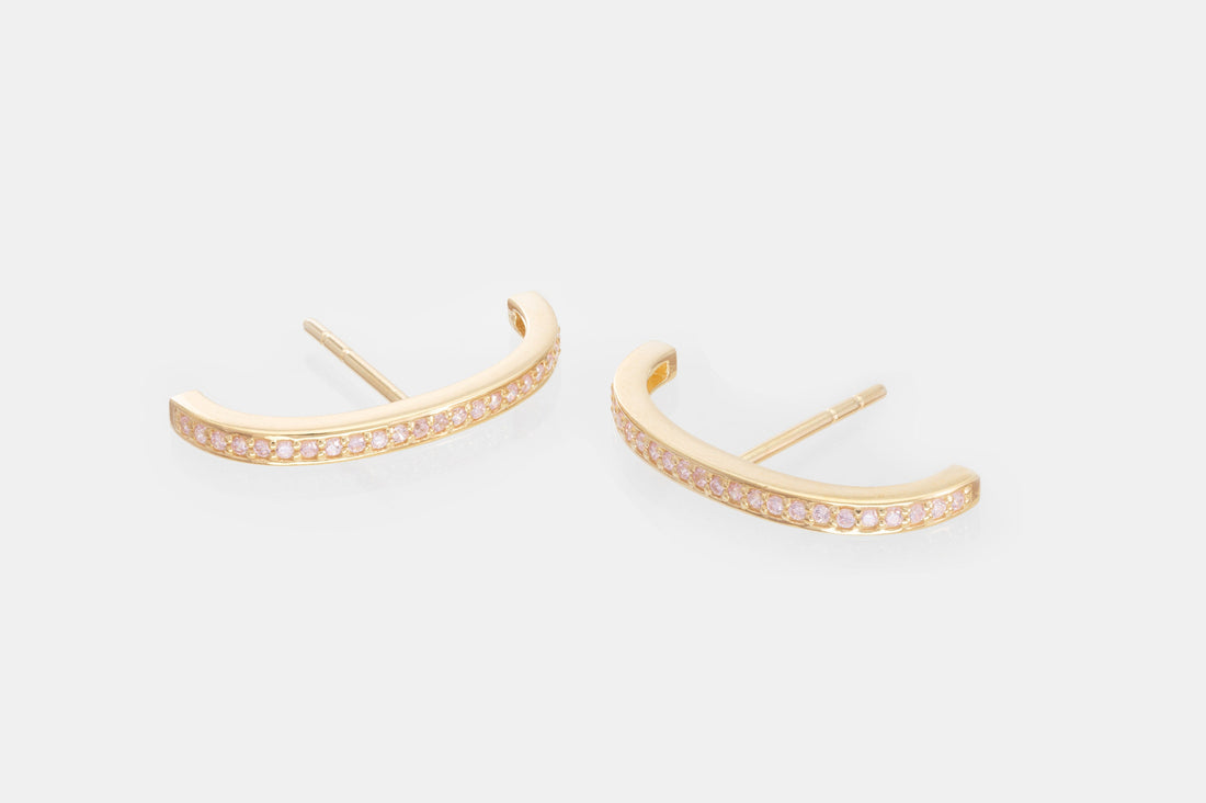Pink Sapphire Ear Lobe Cuff Earrings, September Birthstones, Dainty Suspender Earrings, Dainty Stud Lobe Cuff
