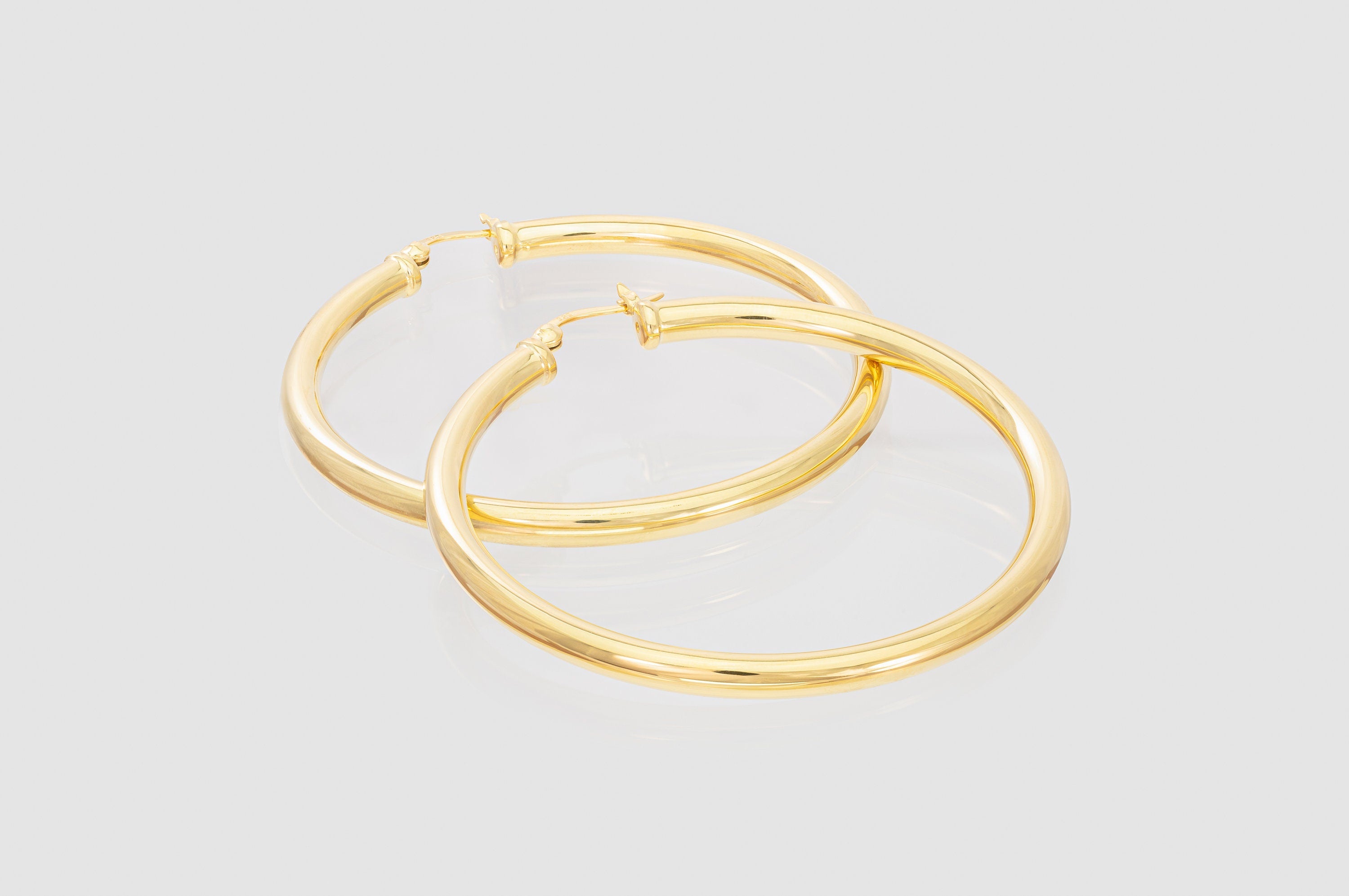 50 MM Oversized Statement Hoop Earrings, Sterling Silver Thick Earring for Women, Plain Bold Hoops, Extra Large Earrings