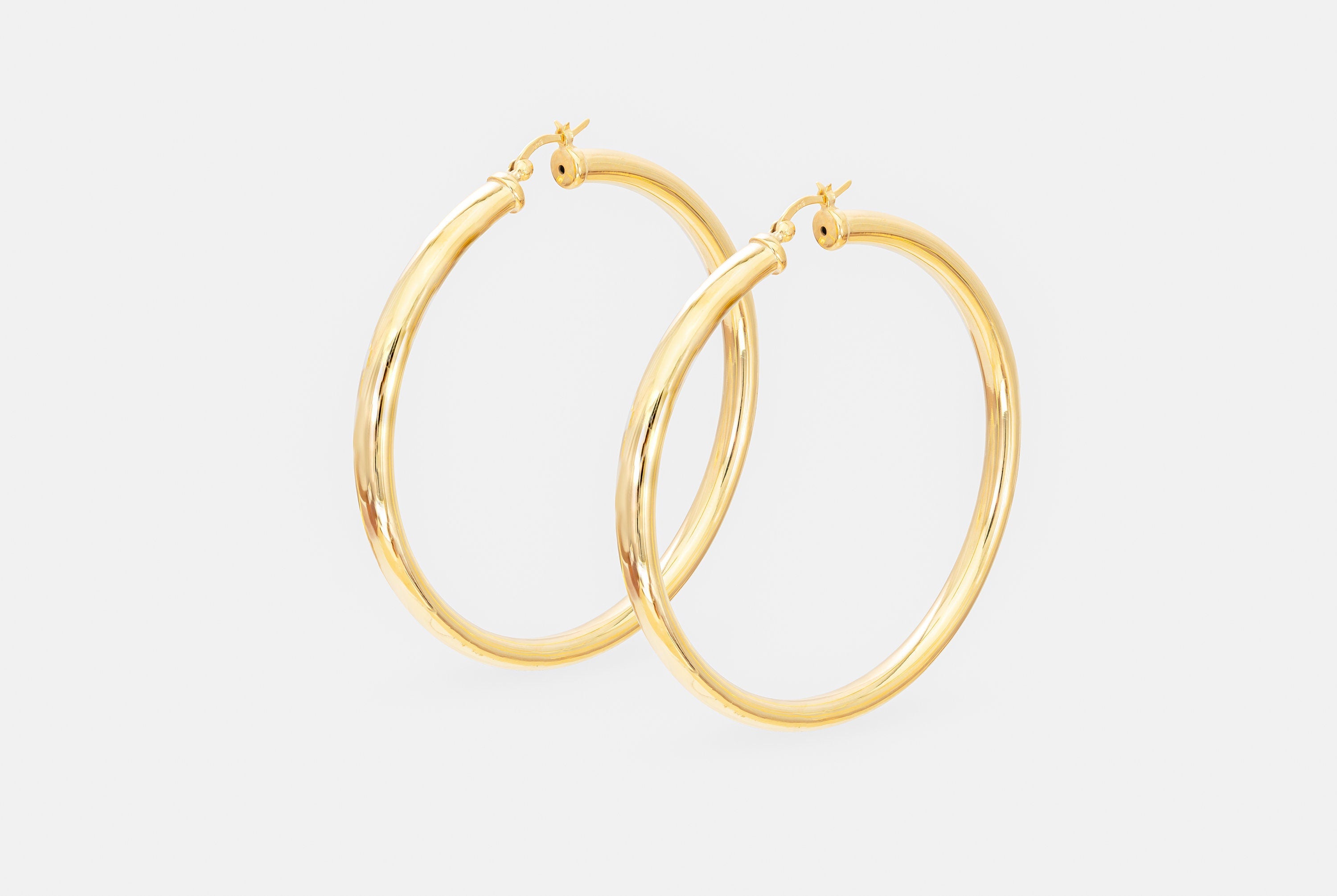 60 MM Extra Large Hoop Earrings, Sterling Silver Thick Earring for Women, Plain Bold Hoops, Huge Hoops, Christmas Gift for Her