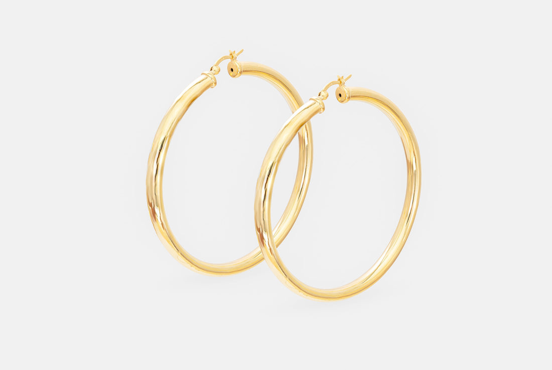 60 MM Extra Large Hoop Earrings, Sterling Silver Thick Earring for Women, Plain Bold Hoops, Huge Hoops, Christmas Gift for Her