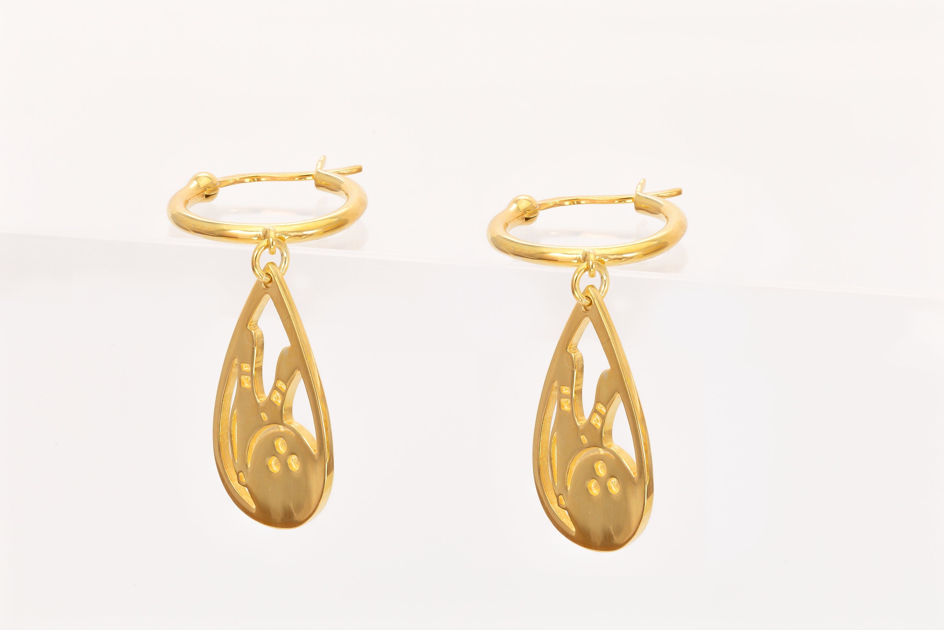 Bowling Hoop Earrings, Bowling Earrings, Bowling Earring for Ladies Bowlers, Bowling Player Wife Earring, Gift for Bowling League Member