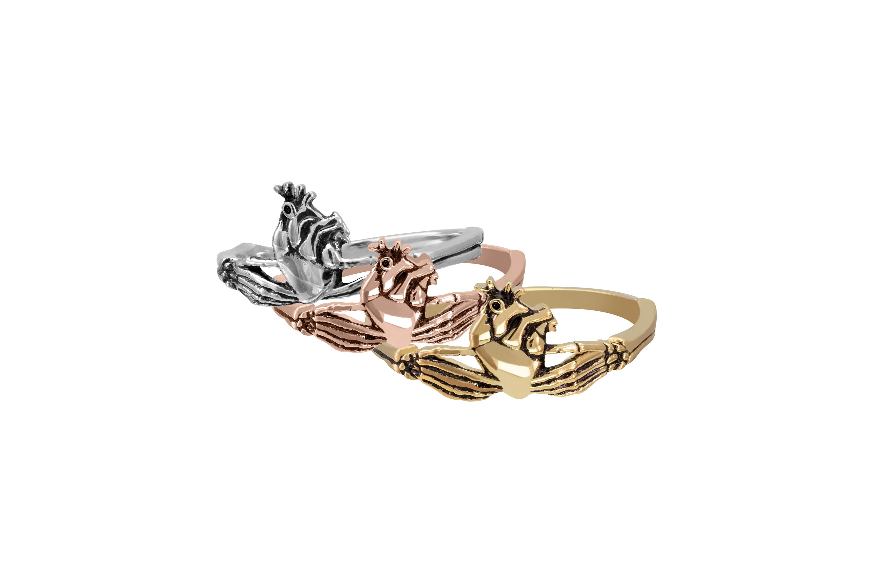 Skull Claddagh Ring, Sterling Silver Skull Wedding ring, Skeleton Simple Ring, Gothic Jewelry, Halloween Jewelry