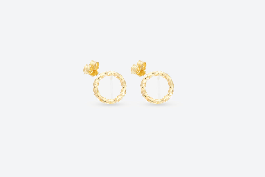 Open Circle Twisted Stud Earrings, Dainty Circle Drop Earrings, Minimalist Twist Jewelry, Bridesmaid Gift for Her